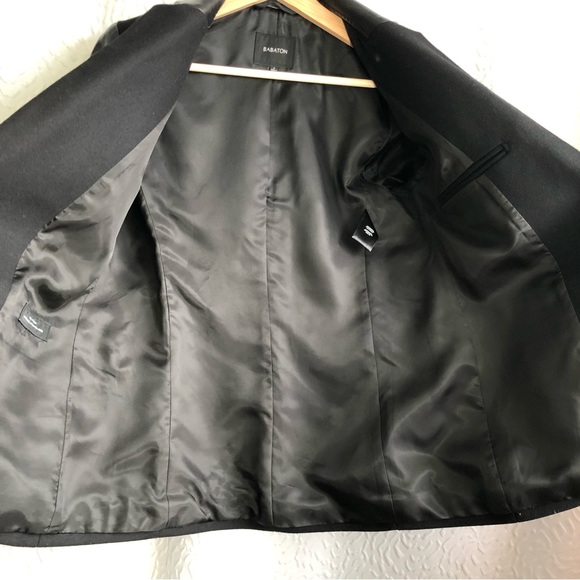 Aritizia Babaton Black Fred Blazer Wool Cashmere Vegan Faux Leather Jacket - Picture 10 of 16